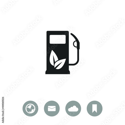 Gas station icon with leaves vector icon. Eco fuel symbol.