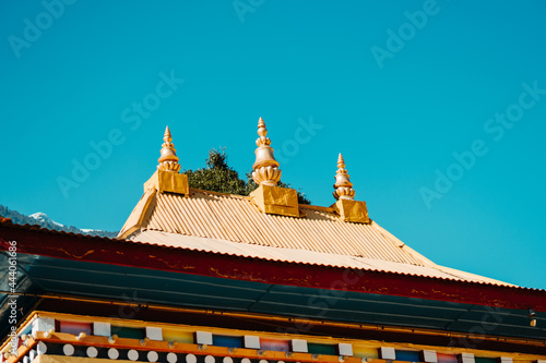 View of the top portion of the  Pangan Nyingma Monastery at Manali in Himachal Pradesh  India