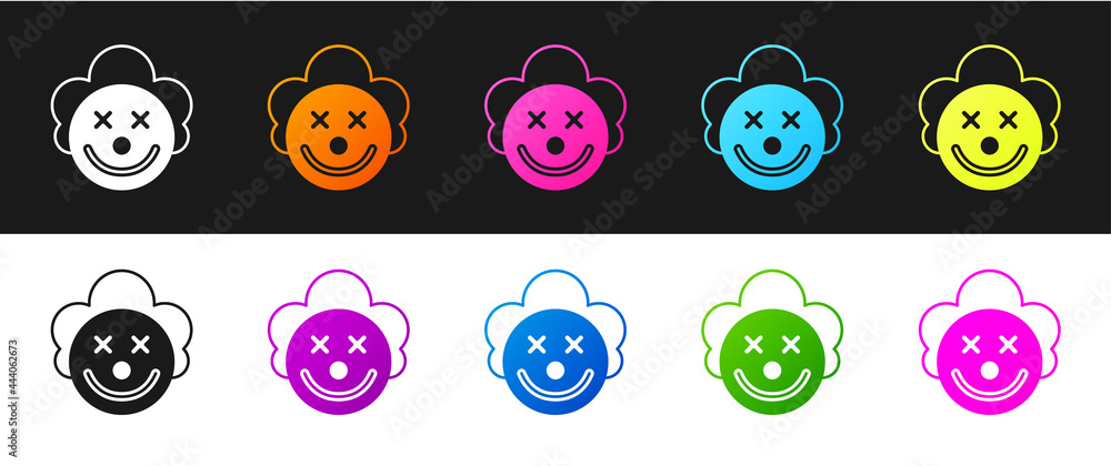 Set Clown head icon isolated on black and white background. Vector Set Clown head icon isolated on black and white background. Vector