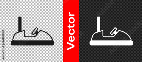 Black Bumper car icon isolated on transparent background. Amusement park. Childrens entertainment playground, recreation park. Vector