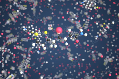 Lipoamide molecule, conceptual molecular model. Chemical 3d rendering