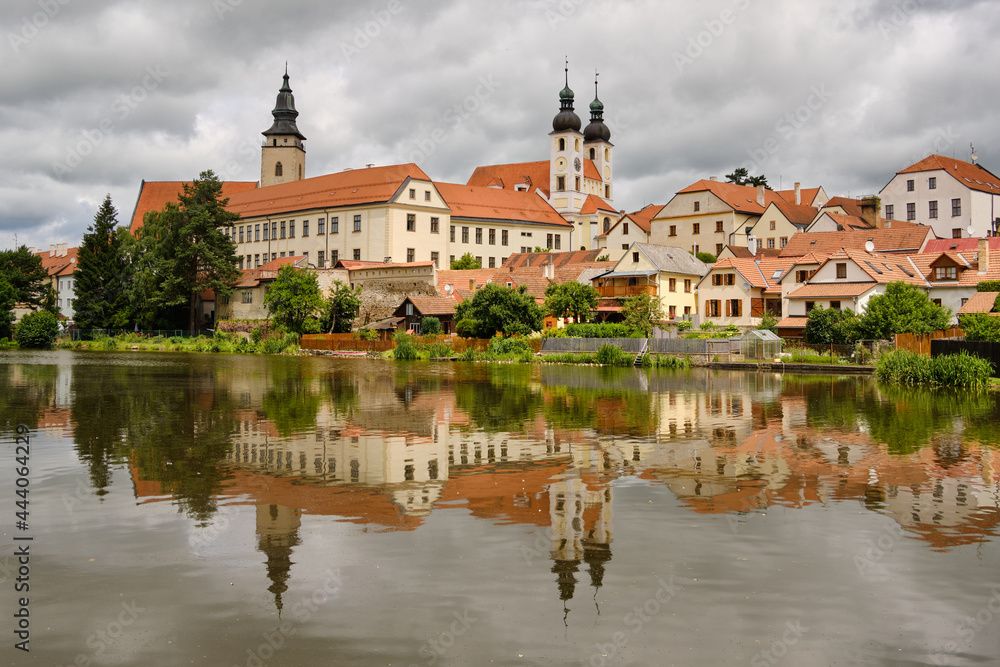 Town Telc and pond Ulický rybník, Czech Republic