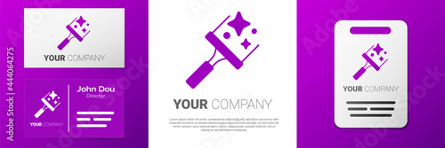 Logotype Cleaning service with of rubber cleaner for windows icon isolated on white background. Squeegee, scraper, wiper. Logo design template element. Vector