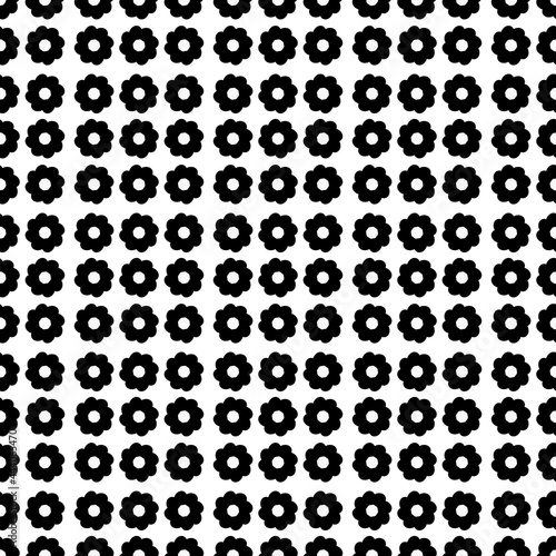 Abstract seamless black color flowers on white background.