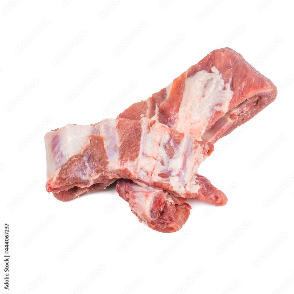 Large piece Raw meat pork spare rib isolated on white background.food concept for advertising