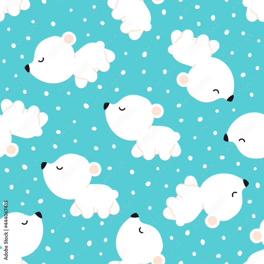 Seamless pattern with white bears on a blue background Seamless pattern with white bears on a blue background