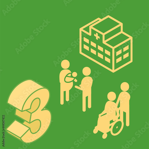 SDGsピクトグラム　ゴール3、すべての人に健康と福祉を