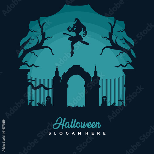 happy hallowen logo template design Vector illustration