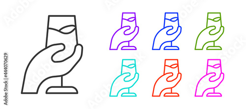 Black line Wine tasting, degustation icon isolated on white background. Sommelier. Smells of wine. Set icons colorful. Vector