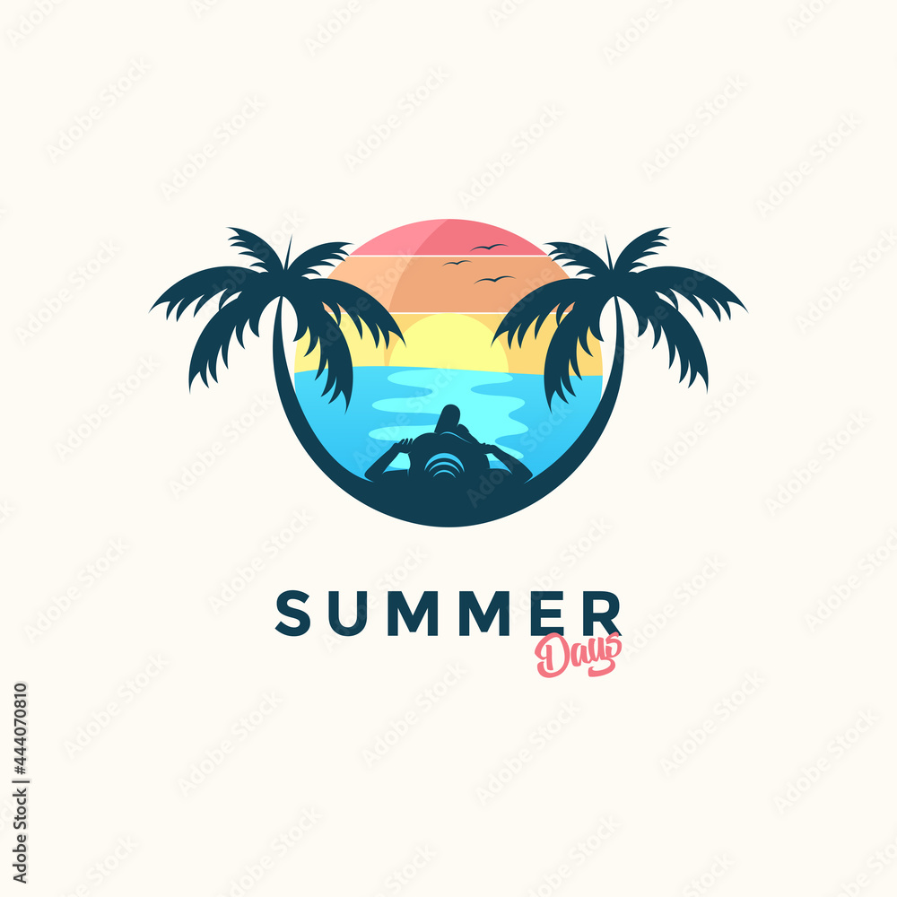 Summer logo template vector illustration