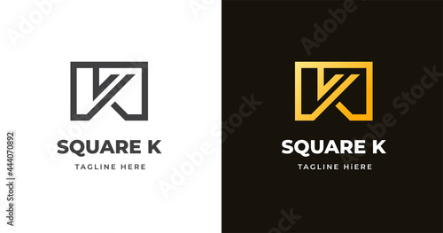 Letter K logo design template with square shape style