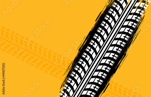 Yellow tire tracks imprint background