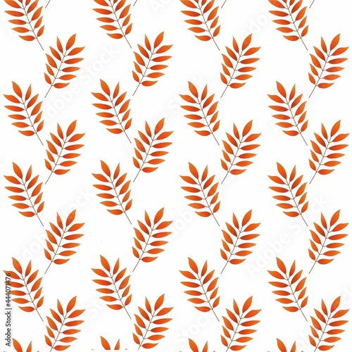 Raster branches, leaves. Autumn elements isolated on white background. A pattern of fall elements. 