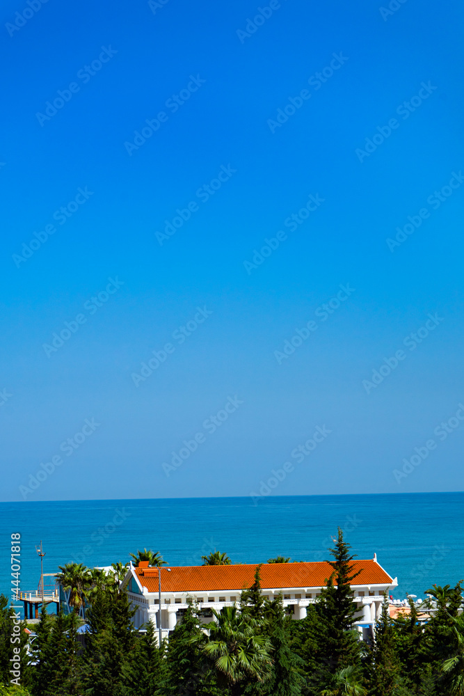 View from the upper floors of the sea coast and the embankment of Batumi in Georgia