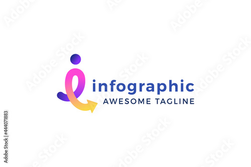 Letter i simple and colorful business logo   