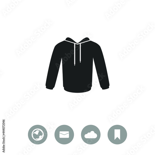 Men's hooded sweatshirt vector icon. Raglan icon.