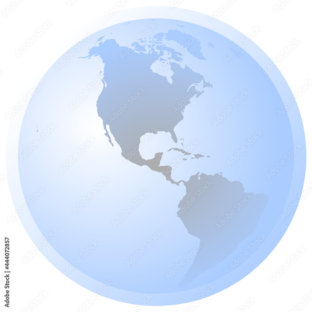 Simple globe with Norht and South America with atmosphere
