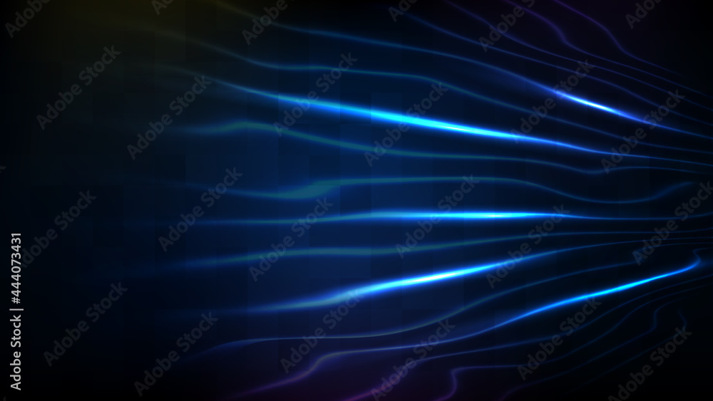 Abstract futuristic background of sci fi technology fast moving neon line