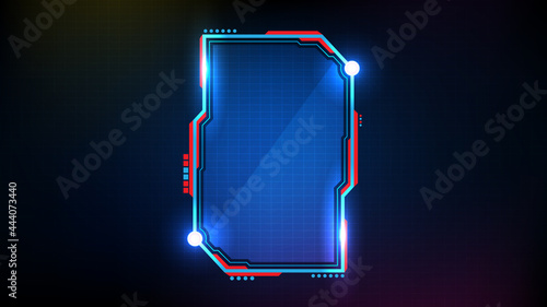 abstract futuristic background of blue glowing technology sci fi frame hud ui