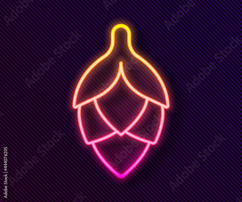 Glowing neon line Hop icon isolated on black background. Vector