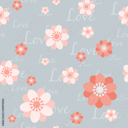 Pattern of flat flowers. White daisies on a blue background. Illustration for backgrounds, wrappers, postcards, textiles, prints and any of your designs. Abstract calligraphic pattern.