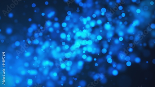 Beautiful blue glowing bokeh, shallow depth of field, computer generated abstract background, 3D rendering backdrop