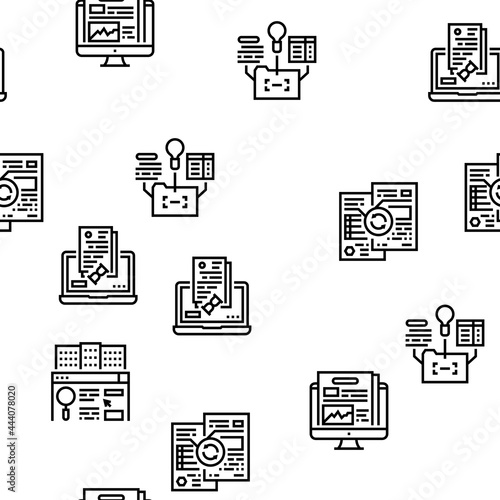 Business Finance Audit Vector Seamless Pattern Thin Line Illustration