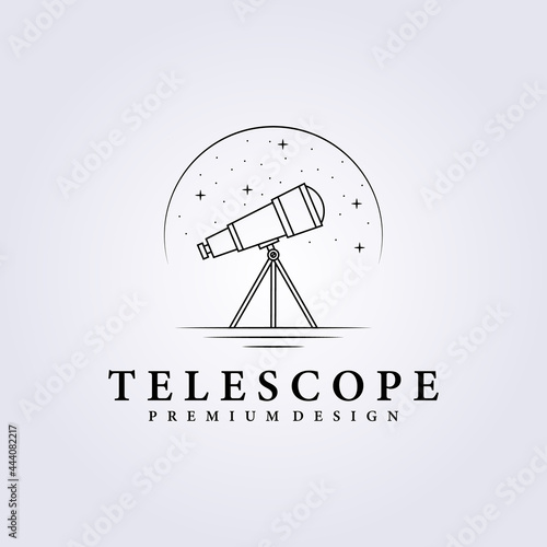 line art telescope simple logo vector astronomy illustration design galaxy space