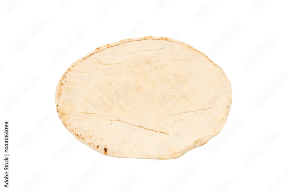 Grilled pitta bread isolated on white background. Grilled pitta bread isolated on white background.