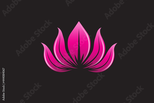 Logo lotus pink flower for spa massage cosmetic industry isolated on black background icon vector web image graphic illustration design