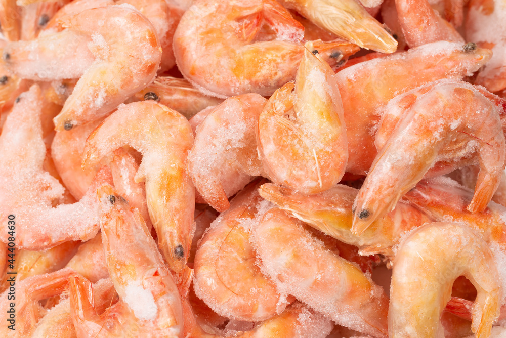 Fresh shrimps in ice. Top view. Fresh shrimps in ice. Top view.