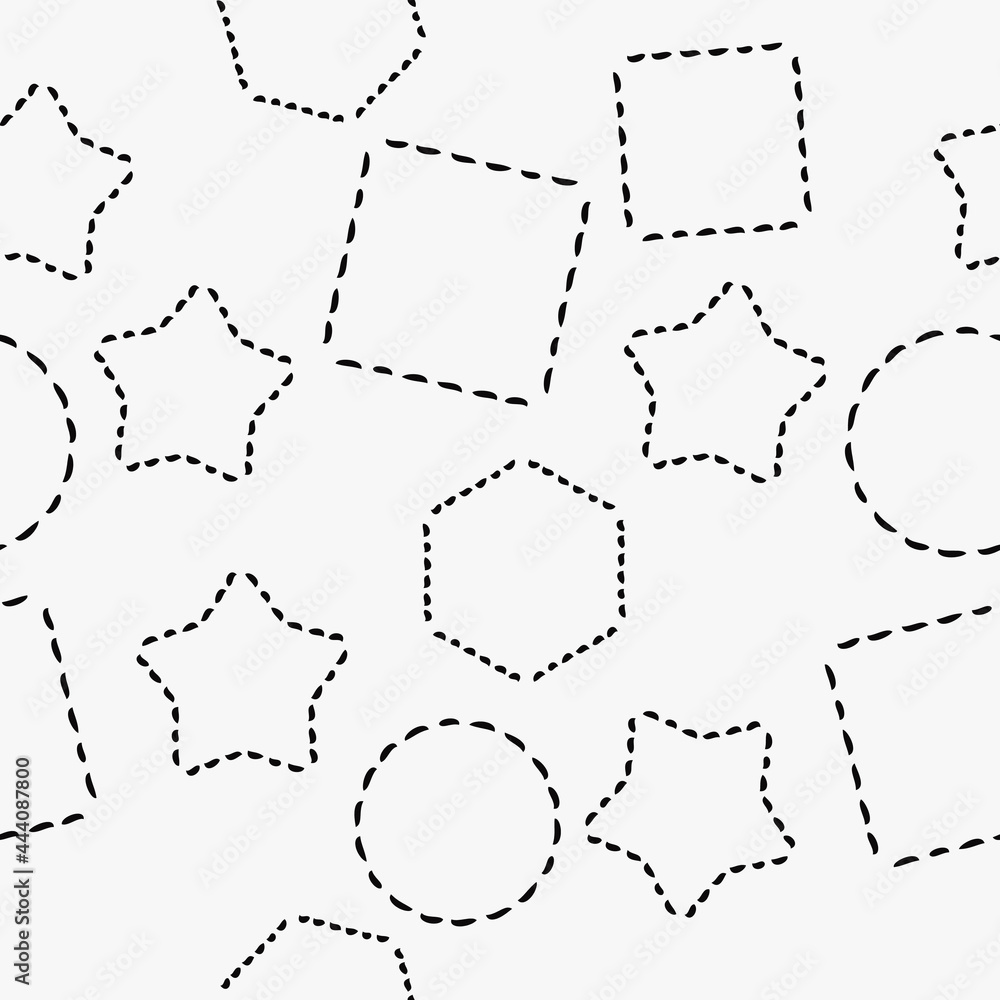 Shapes of patches. Vector squares, circles, stars and hexagons. Seamless wallpaper with baby patches. Shapes of patches. Vector squares, circles, stars and hexagons. Seamless wallpaper with baby patches.