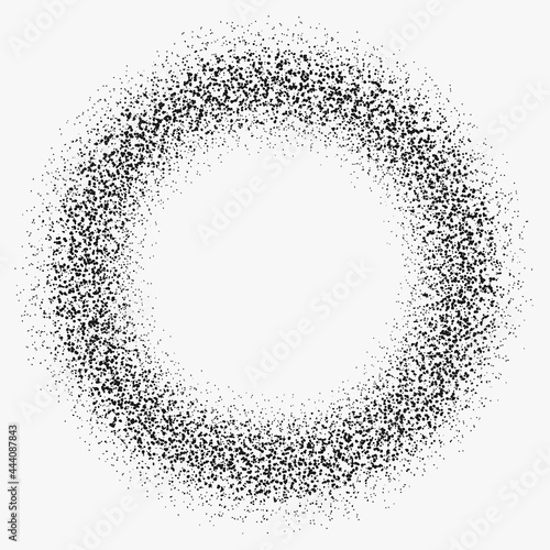 Dust ring. Vector aerosol black circle. White background and dust shape of rounded hoop.