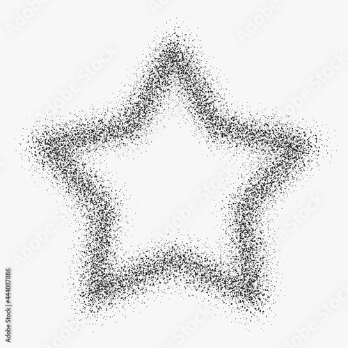 Dust star. Vector aerosol black star. White background and dust shape of star.