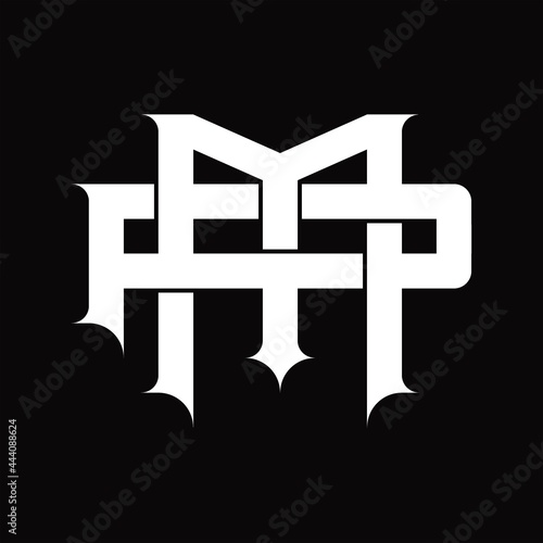 PM Logo monogram with vintage overlapping linked style design template