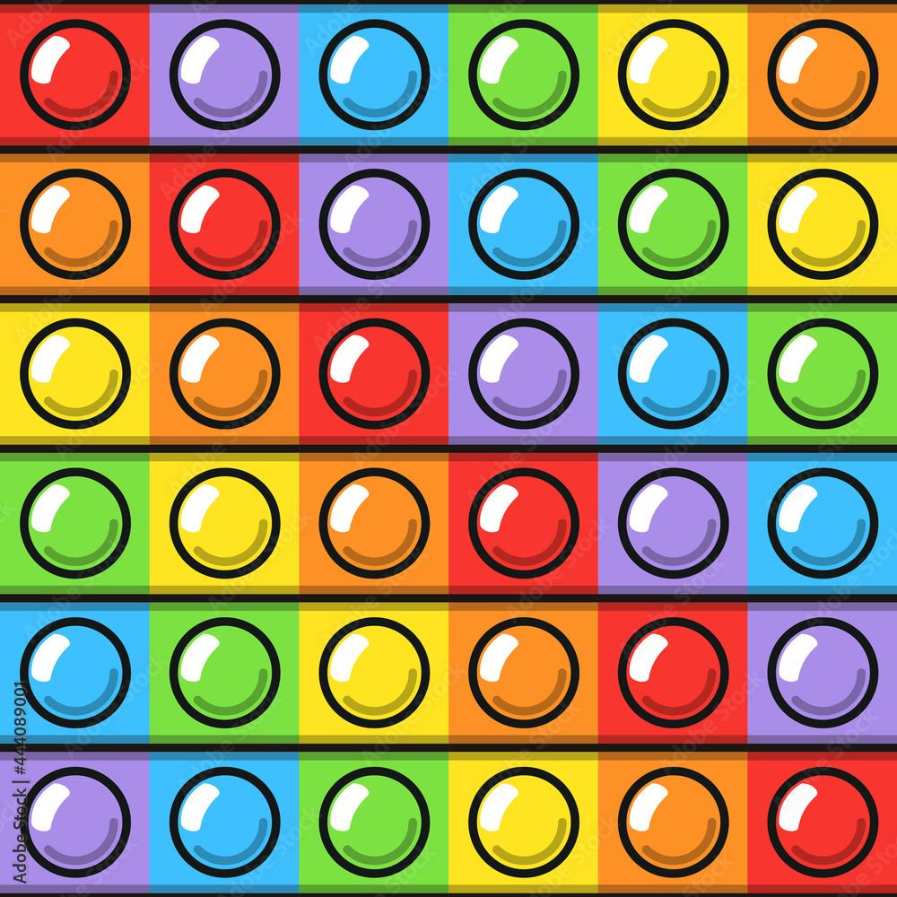 Fototapeta premium Seamless pattern of trendy pop it fidgets