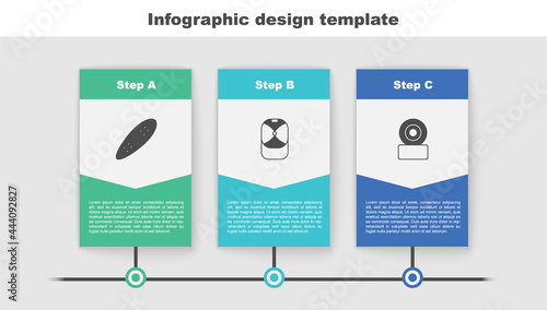 Set Longboard or skateboard, Baseball cap and Skateboard wheel. Business infographic template. Vector