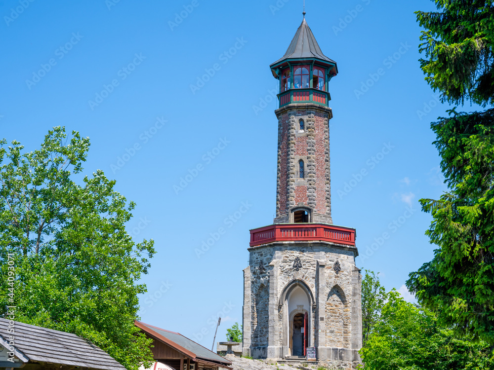 Stepanka lookout tower on Hvezda Mountain in Giant Mountains, Czech: Krkokose, Czech Republic