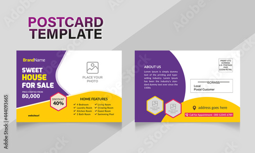 Home for sale postcard, real estate Postcard modern design template