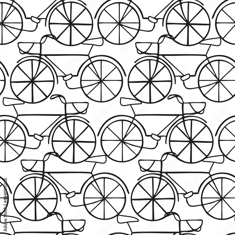 Seamless vector illustration pattern black and white design of a bicycle Seamless vector illustration pattern black and white design of a bicycle