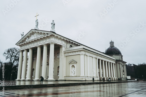 The Cathedral Basilica of St Stanislaus and St Ladislaus of Vilnius on a pale February morning photo