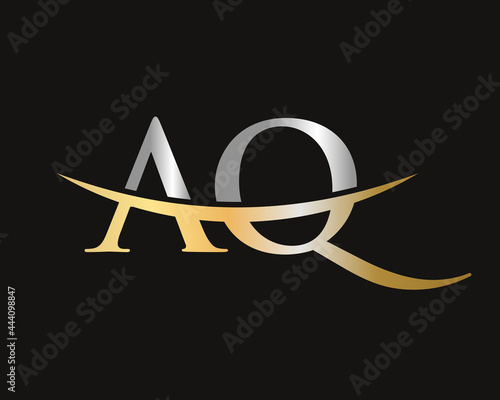 Initial Gold AQ letter logo design. AQ logo design vector template