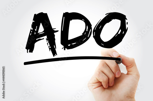 ADO - ActiveX Data Objects acronym with marker, technology concept background photo