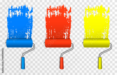 Set of artistic paint rollers. Construction paint rollers png. Paint mark.
