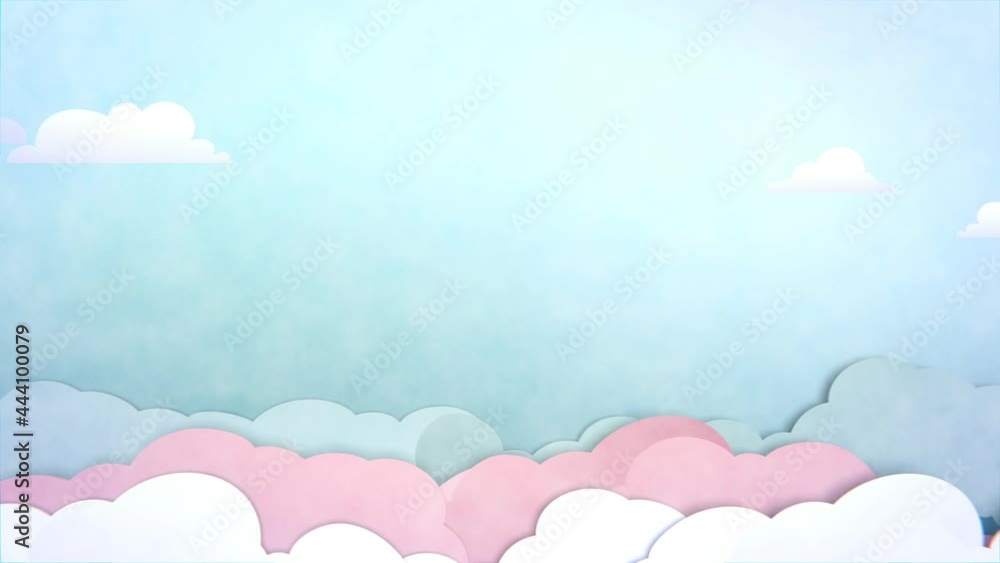Loop video. 2D animation of clouds in a blue sky Loop video. 2D animation of clouds in a blue sky