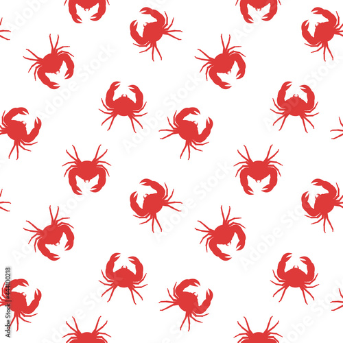 vector pattern with red crabs on a white background