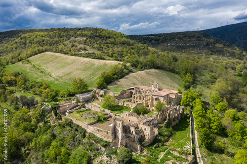 aerial view of the ruins of santa maria de rioseco, Spain photo