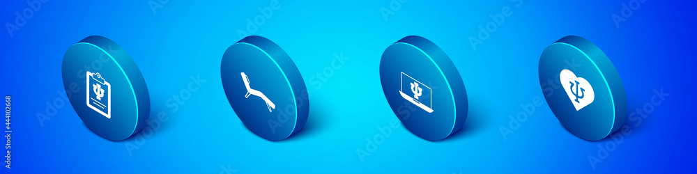 Set Isometric Psychology, Psi, Psychologist online, and Armchair icon. Vector Set Isometric Psychology, Psi, Psychologist online, and Armchair icon. Vector