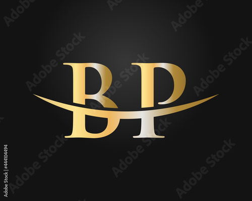 Premium Letter BP Logo Design with water wave concept. BP letter logo design photo