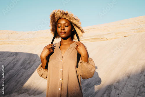 Black woman portrait in nature photo